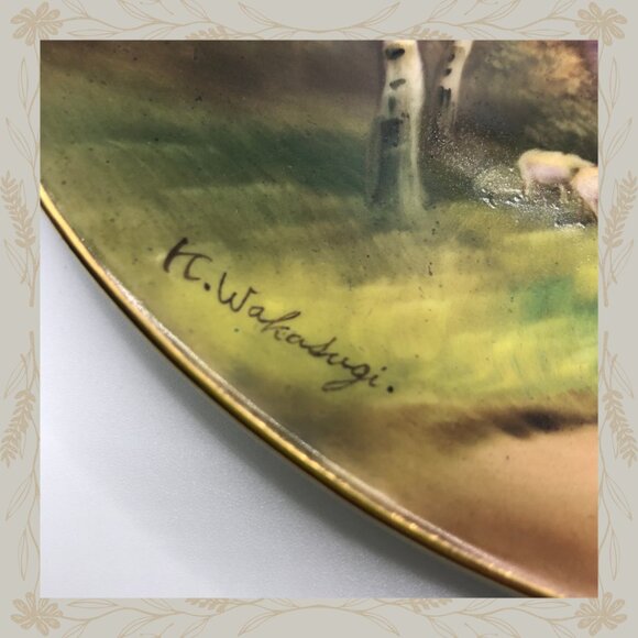 Signed Vintage Hand Painted Round Noritake Plate - Picture 2 of 3